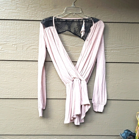 Blue Life asymmetric peplum lace drape top XS - Picture 1 of 6